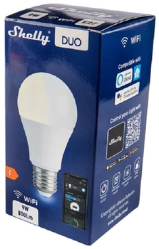 Розумна Wi-Fi лампа Shelly "Duo" LED димірувана 9 Вт (3800235262122)