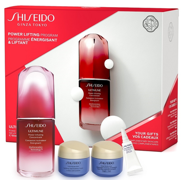 Zestaw Shiseido Power Lifting Program Ultimune Serum 50 ml + Krem przeciwstarzeniowy 15 ml + Krem przeciwzmarszczkowy na noc 15 ml + Krem pod oczy 3 ml (3598381106888)