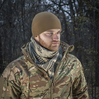 Тактическая арафатка всу шарф шемаг хлопковый с тризубом M-Tac, мужской платок на шею куфия, Coyote/black, 40905004