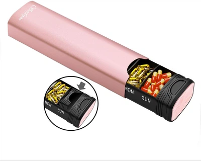 Премиальный контейнер для таблеток Serfeymi Aluminum Daily Pill Box Pink