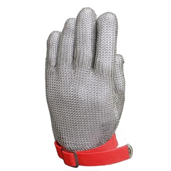 Перчатка кольчужная нерж 304L фиксатор на запястье на кнопке XL Grey