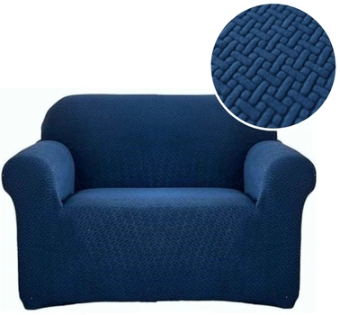 Гнучкий жакардовий чохол Domidekor на крісло, диван, синій 90-140 см (1141435346)