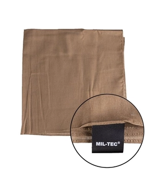 Бандана шарф Mil-Tec из 100% хлопка на голову или в виде шарфа 53,5 х 53,5 см для активного отдыха походов полевая на производстве и стройке Койот