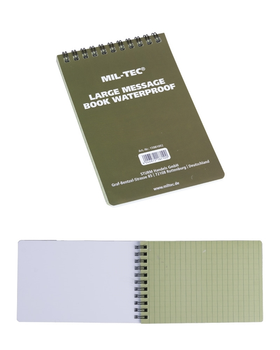 Блокнот Mil-Tec універсальний водонепроникний 48 листів 10х15см з витривалого матеріалу для польових досліджень Олива (4046872187100)