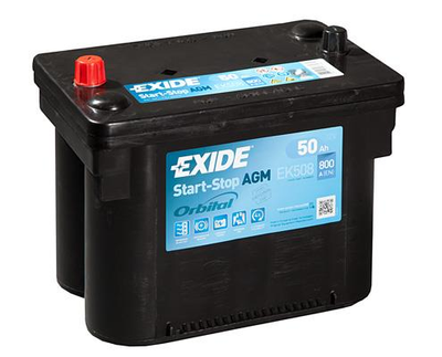 Аккумуляторная батарея 50Ah/800A (260x173x206/+L/B7) (Start-Stop AGM) Orbital(EK508) пр-во EXIDE