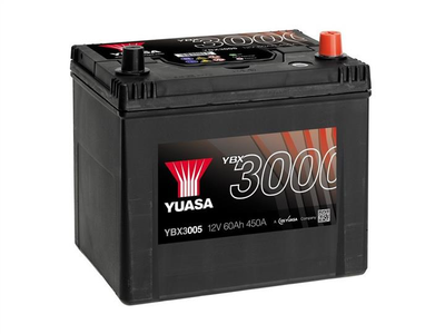 Батарея аккумуляторная Yuasa YBX3000 SMF 12В 60Ач 450A(EN) R+(YBX3005) пр-во YUASA