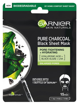 Maska do twarzy Garnier Pure Charcoal Black Tissue Mask z węglem 28 g (3600542097253)
