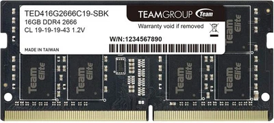 Память so-dimm, ddr4, 16Gb, 2666 MHz, Team, 1.2v, cl19 (ted416g2666c19-s01)