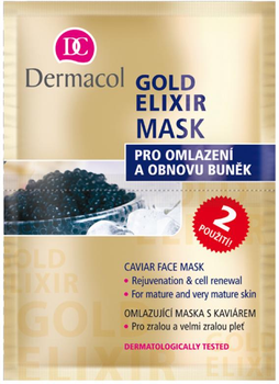 Маска для обличчя Dermacol Gold Elixir Caviar Face Mask з екстрактом ікри 2 х 8 г (8595003931519)