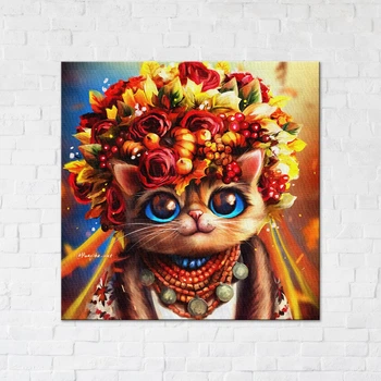 Постер на холсте Кошка-осень Марианна Пащук 50х50 см Brushme (2000002768487)