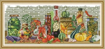 Набор для вышивания по нанесённой на канву схеме "All kinds of vegetables". AIDA 14CT printed, 76*36 см