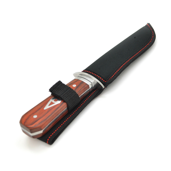 Нож для кемпинга SC-8111, Steel + red wood, Чехол