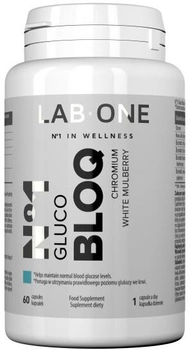 Suplement diety Lab One N°1 Gluco BLOQ wspierający prawidłowy poziom cukru we krwi 60 kapsułek (5906395863754)
