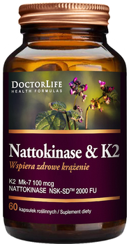 Харчова добавка Doctor Life Nattokinase & K2 Mk-7 100 mcg 60 капсул (5906874819388)
