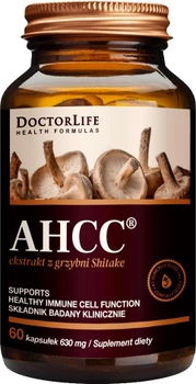 Харчова добавка Doctor Life AHCC Екстракт міцелію шиітаке 630 мг 60 капсул (5906874819968)