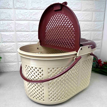 Бежевая корзина для пикника 22 л с двумя крышками, SP-110 IRAK PLASTIK