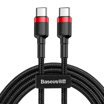 Дата кабель Baseus Cafule Type-C to Type-C Cable PD 2.0 60W (1m) (Чорний / Червоний) (91927)