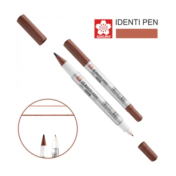 Маркер Sakura перманентный IDENTI PEN, двусторонний, 0,4/1 мм, Коричневый (084511365056)