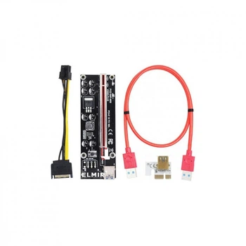 Райзер Dynamode PCI-E x1 to 16x 60cm USB 3.0 Red Cable SATA to 6Pin Power v. (RX-riser 009S Plus) (175069)
