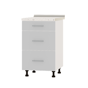 Кухонный модуль Оптима Низ Н87-500 Три ящика Эверест Нимфея Альба, Белый