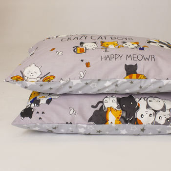 Наволочка Бязь Crazy Cat 40*60 см Серый