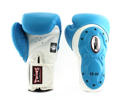 Боксерские перчатки Twins Velcro Extra Design BGVL6-MK White Lightblue (BGVL6-MK-WHLB-14oz)