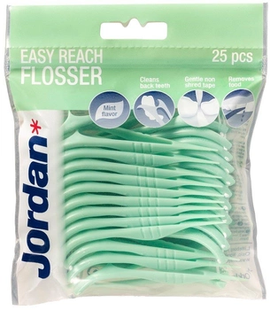 Zestaw wykałaczek z nicią i czyścikiem do języka Jordan Easy Reach Flosser 25 szt (7046110062616)