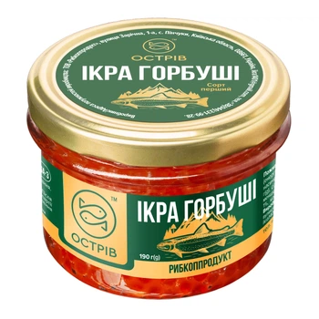 Икра лососевая Горбуши Остров 190 г в стеклянной банке