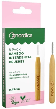 Набір міжзубних щіток Nordics Bamboo Interdental Brushes бамбуковий 0.45 мм 8 шт (3800500324227)