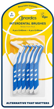 Zestaw szczoteczek do czyszczenia przestrzeni międzyzębowej Nordics L — shaped Interdental Brushes bioplastyczne 8 szt (3800500324494)