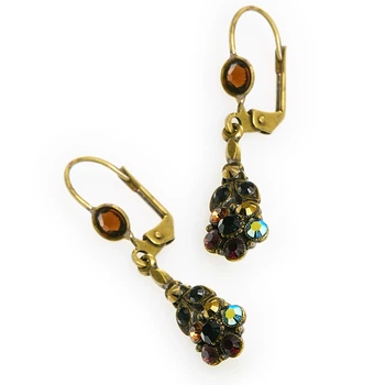 Сережки-підвіски "Вінтажне Світло" Michal Negrin з темно-червоними кристалами Swarovski