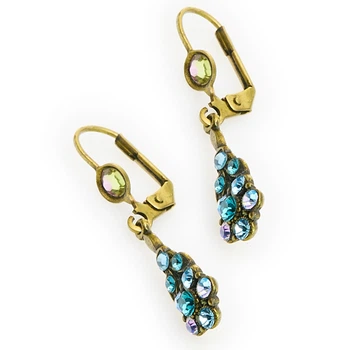 Сережки-підвіски "Вінтажне Світло" Michal Negrin з блакитними кристалами Swarovski
