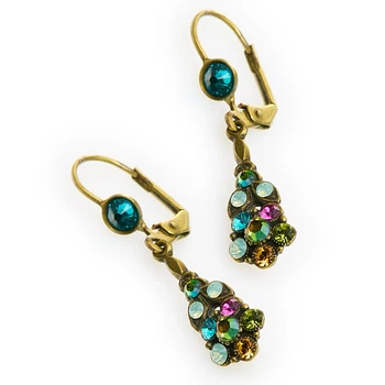 Сережки-підвіски "Вінтажне Світло" Michal Negrin з бірюзовими кристалами Swarovski