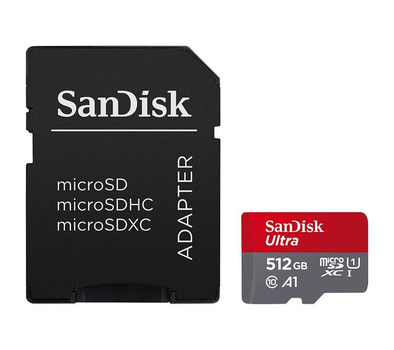 Карта памяти SanDisk microSDXC Ultra 512GB Class 10 UHS-I (U1) V10 A1 до 90 МБ/с до 150 МБ/с +SD-адаптер SDSQUAC-512G-GN6MA