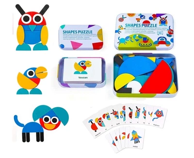 Дерев'яна мозаїка для дітей Монтессорі Shapes Puzzle Головоломка танграм
