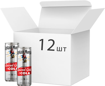 Пакування алкогольного напою Captain Morgan Spiced Gold Rum-Cola 5% 0.25 л х 12 шт (0500028103846)