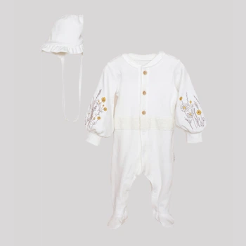 Комплект для крещения (человечек + шапочка) для девочки MagBaby wild flowers 100698 68-73 см Молочный (4820000356831)