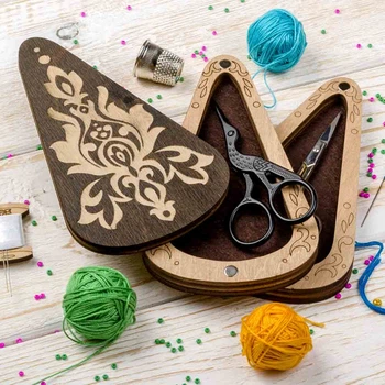 Шкатулка для рукоделия Wonderland Crafts FLZB(N)-019 (5,5*11см) Шкатулка для ножниц (7.5*13.5см)