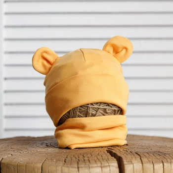Детский демисезонный комплект (шапочка + манишка) детский MagBaby Bruin 100757 46-50 Горчичный (4821711007579)
