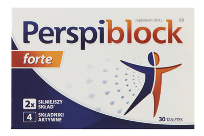 Suplement diety Perspiblock Forte hamujący nadmierne pocenie 30 tabletek (5906071003870)