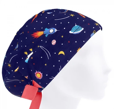 Медицинская шапочка женская HeadwearUniverse универсальная принт Ракеты в космосе