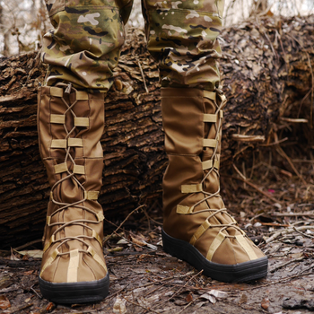 Тактические Бахилы водоталкивающие, Военные гамаши на обувь для Защиты от Дождя Койот L (42-45)