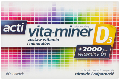 Zestaw witamin i minerałów Aflofarm Braveran Acti vita-miner D3 60 tabletek (5902802701893)