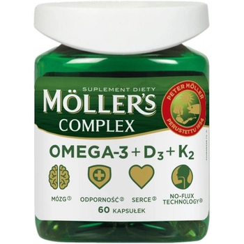 Дієтична добавка Mollers Complex Omega-3 + D3 + K2 60 капсул (5702071389361)