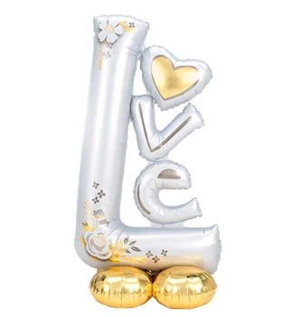 Воздушный шар стоячий "Love", 96х50 см., цвет - серебро