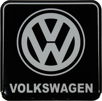 Наклейка с надписью Volkswagen (черный фон) (силикон) 7х7 (71-61)