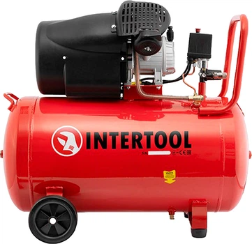 Компрессор стационарный (Intertool) (1-но цил.) 2HP.- 1,5кВт.- 8атм.- 206л / мин.- 24л.- 30кг. PT-0009