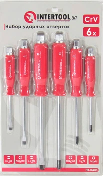 Отвертка (набор) (Intertool) кт. 6шт. - / + ударные HT-0403