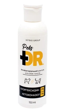 Шампунь для собак и кошек Dr.Pets, с хлоргексидином и кетоконазолом, антибактериальный, 150 мл