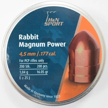 Пули H&N Rabbit Magnum Power 4.5 мм 200шт/уп 1.04 грамм